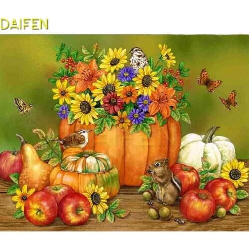 Full Round Diamond embroidery Pumpkin Pear Apple DIY Diamond mosaic Full Square Diamond painting Cross stitch Squirrel sunflower