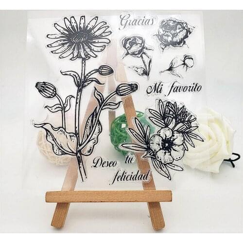 14x14cm Sunflower Clear Stamps Transparent Seal Silicone Seal TPR Christmas Wedding Roller Stamps DIY Scrapbook Album Card