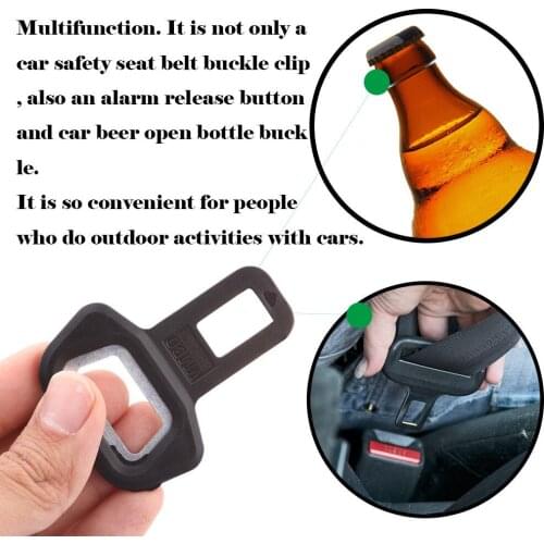 1pcs Durable plastic & Alloy alluminum Car Vehicle Safety Seat Belt Buckle Insert Alarm Cancel Stopper + Bottle Opener Drinkware