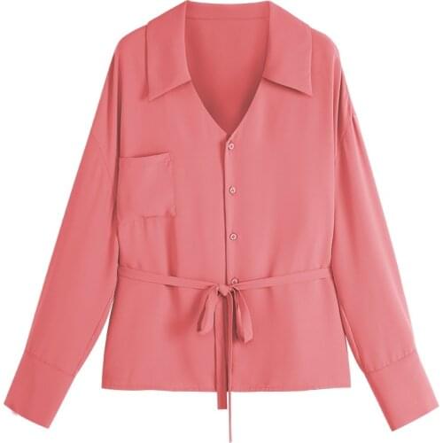 Large long-sleeved shirt womens autumn design v collar top long sleeve shirt women blouses short sleeve shirt women