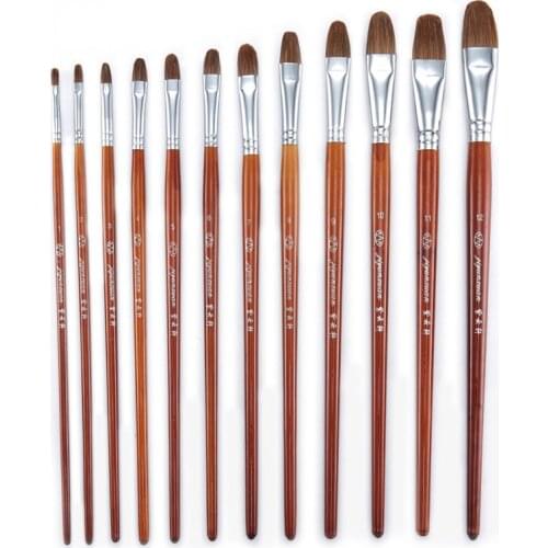 Horsehair nylon Round head Langhao brush wooden pen handle oil paint brush artists gouache brush watercolor brush art teaching