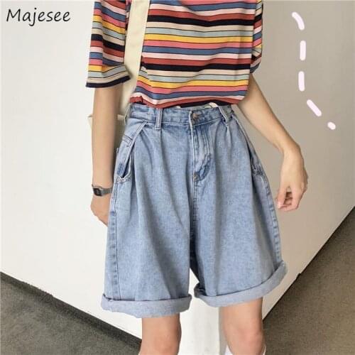 Shorts Women Harajuku Plus Size S-5XL High-waist Pockets Wide-leg Loose Students All-match Daily Vintage College Style Female