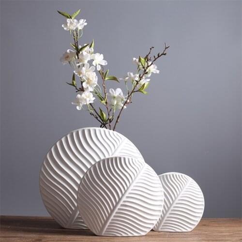 Nordic Ceramic Tree Leaf Design Flower Vase Modern Minimalist Fashion Living Room Flower Container Home Decoration Ornaments