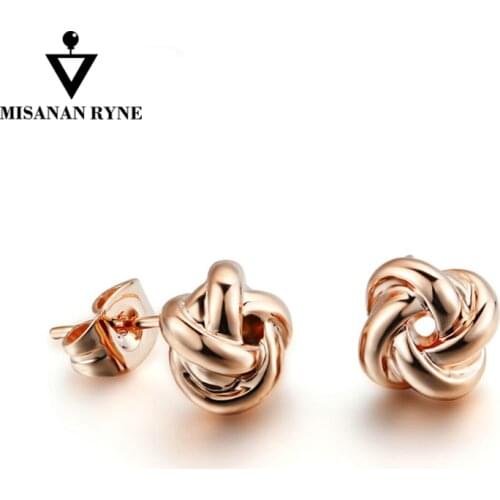 MISANANRYNE Unique Stud Earrings For Women Twist knot Rose Gold & Colors Earrings Jewelry Boucles d'oreilles brincos