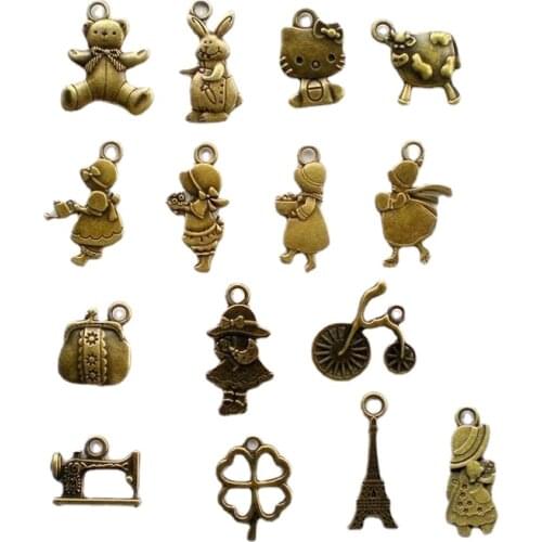 50 Pcs/lot Vintage Antique Bronze Zipper Head Accessories Decoration Small Pendant Photography Eiffel Props Gift Wholesale