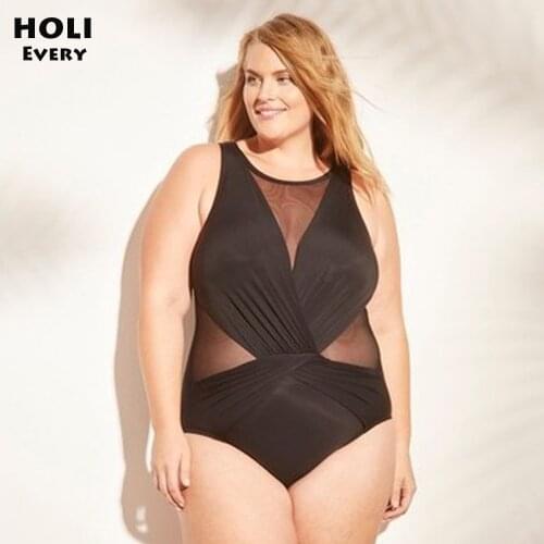 For Women Plus Size One piece Swimsuit Net 2019 Female Swimwear Fat stroj Ba Bathing Suit Ladies Monokini Swim Wear Badpak May 9