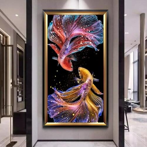 Animal koi DIY Diamond Painting Fish Full Square/Round Diamond Embroidery Goldfish Cross Stitch Rhinestones Diamond Mosaic decor