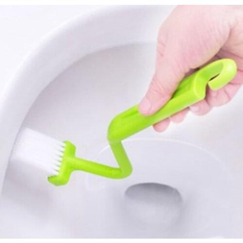 1pc Portable Toilet Brush Scrubber V-type Cleaner Cleaning Brushes with Curved Handle Cleaning Side Corners Bathroom Accessories