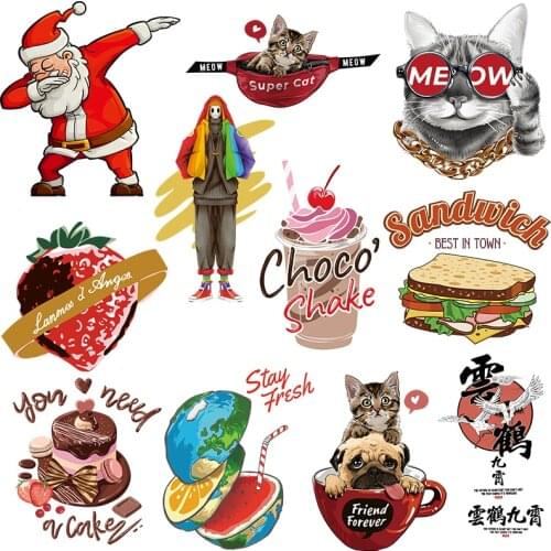 1PCS Fashion Bird Crane Heat Transfer Stickers 3D Diy Food sandwich Cake DIY T-shirt Applique Heat Transfer Vinyl Decals