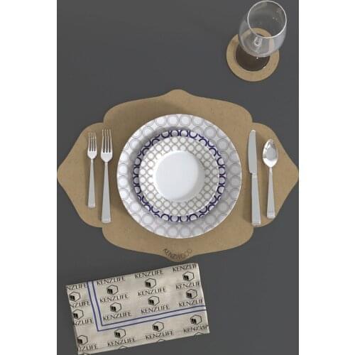 2pcs/set Solid Design Placemats With Coaster Non Slip Table Mats Kitchen Wood Mdf Accessories Home Pad Coaster Dining Table