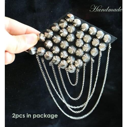 2pc/pair punk Beaded tassel epaulette for clothes patch for coat suit DIY Fashion Badge Epaulets Shoulder Patches appliques