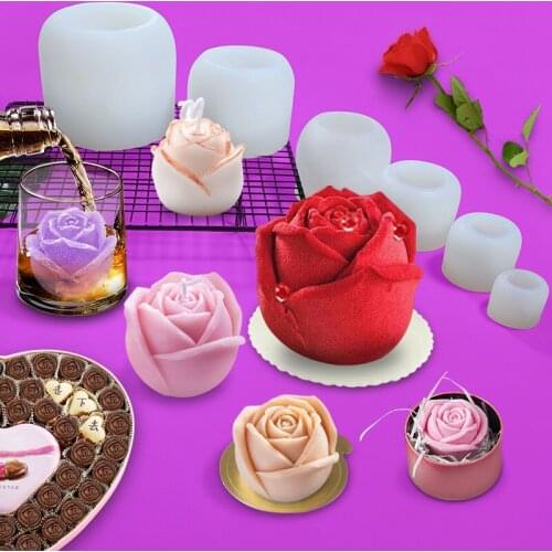 3D Silicone Rose Flowers Mold Ice Cube Make Home Diy Handemade Soap Candle Chocolate Mold Fondant Cake decoration Accessories