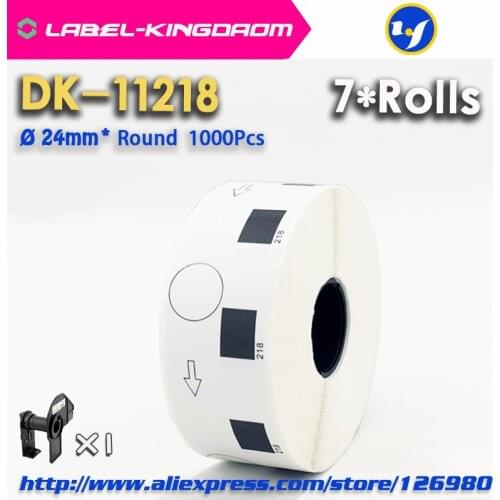 7 Refill Rolls Compatible DK-11218 Label Diameter 24mm Round 1000Pcs Compatible for Brother Label Printer QL-700/710/720 DK-1218