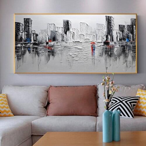 Black and white urban landscape canvas painting home decoration wall art wall painting