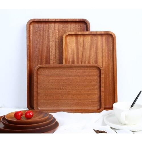 Wooden Bamboo Serving Tray Tea Cup Saucer Trays Fruit Plate Storage Pallet Plate Decoration Japanese Food Rectangular Plate