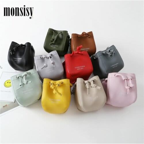 Monsisy Kid Coin Purse Bag For Girl Handbag Children Wallet Coin Pouch PU Leather Solid Baby Shoulder Bag Small Messenger Bag