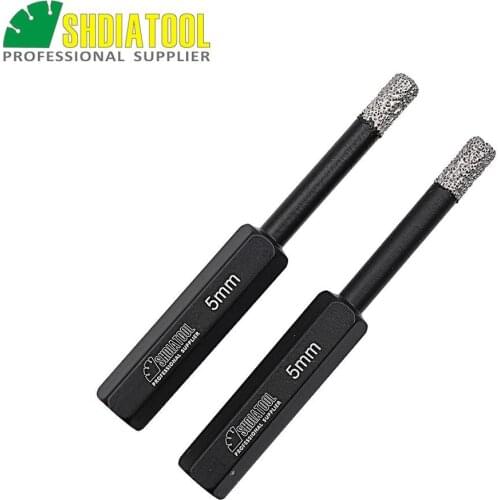 SHDIATOOL Dia 5mm Vaccum Brazed Diamond drilling bits porcelain/tile,Masonry Drill bits Hex Shank hole saw