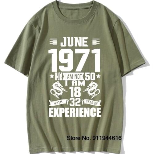 Born In June 1971 50 Years of Being Awesome T Shirts Birthday Funny Graphic Vintage Cotton Short Sleeve O-Neck Harajuku T-shirt