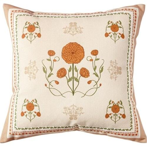 Square Cushion Cover Throw Pillow Case Shell For Couch Sofa Home Decoration Luxurious Marigold Floral 43cm(17 Inch)