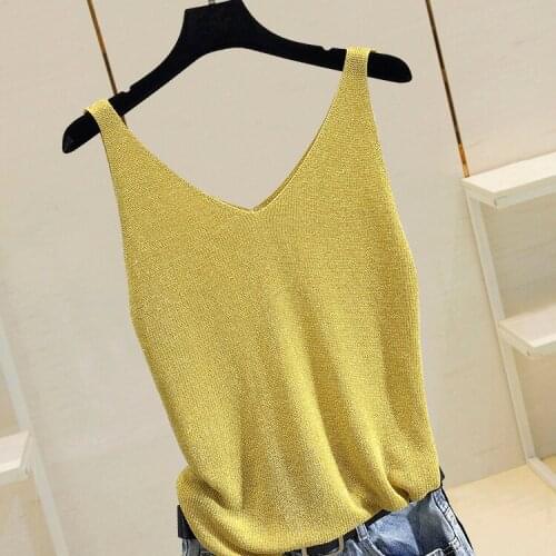 Liangsi Knitting Camisole Womens Base Underwear 2020 Summer New Style Korean-style Loose Sleeveless Outer Wear V-neck Shirt