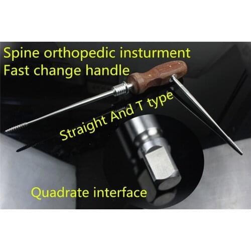Medical orthopedic instrument Spinal fast change handle Straight T type Combinatorial handle Square interface tap screwdriver