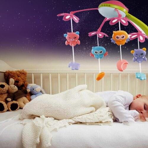 Baby Crib Mobile Toys With Lights And Music Hanging Bell Rotating Projection For Baby Shower Gift