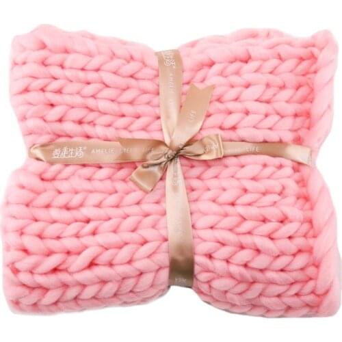 Fashion Hand Chunky Wool Knitted Blanket Thick Yarn Merino Wool Bulky Home Textile Drop Shipping(Without Ribbon, In Bags)