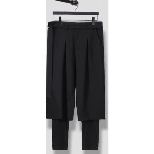S-6XL!!Spring and summer is original and loose male false two restore ancient ways waist fasten to take wide leg trousers