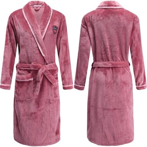 H5978 Men Robes Casual Nightgown Male Thickened Flannel Home Clothes Bathrobe Autumn Winter Long Sleeve Large Size Sleepwear