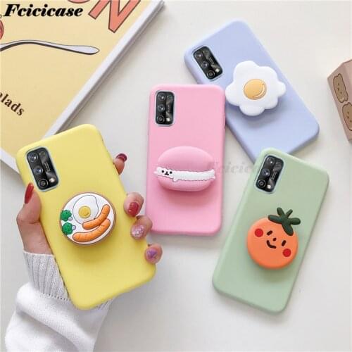 3D Cartoon Case For Oppo Realme 7 Pro RMX2170 Silicon Soft Cover Cute Phone Holder Bags For Oppo Realme 7 Stand Cases
