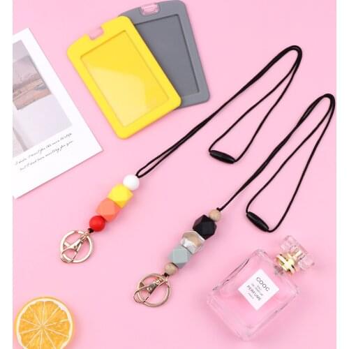 Soft Silicone Vertical ID Badge Card Holder and Safety Breakaway Neck Lanyards