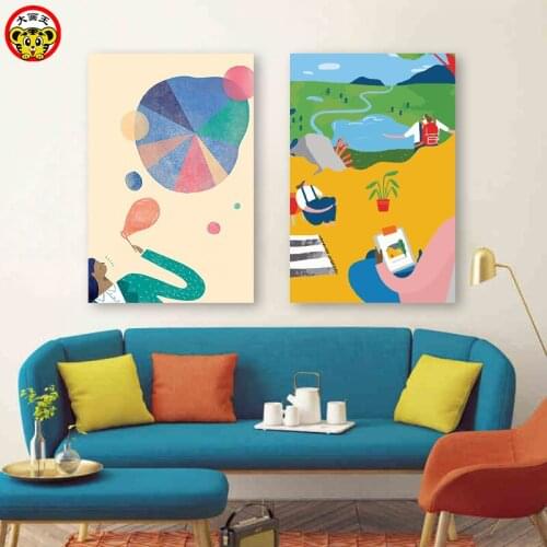 Painting by numbers art paint by number Diy cute cartoon color painted hand-paintedModern and simple its simple abstract paint