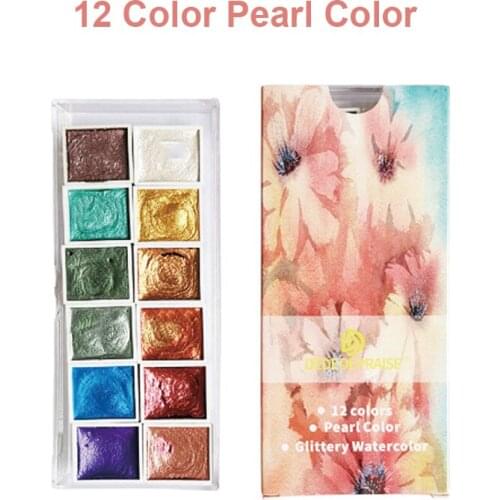 Professional Solid Watercolor Paints Set Pearlescent Pigment Metallic for Drawing Art Paint Supplies