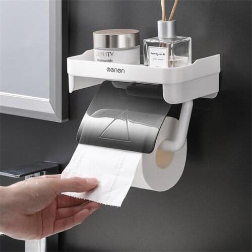 Bathroom Paper Holder Shelf Wall Mounted Roll Toilet Tissue Storage Rack Multi-function Mobile Phone Shelf Shelves for Wall