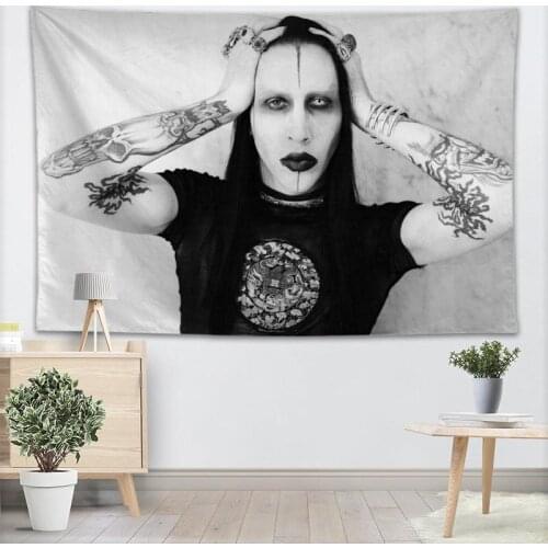Marilyn Manson Wall Tapestry Home Decorations 3D Printing Soft Fabric Wall Hanging Forest Tapestries Birthday Party Decoration
