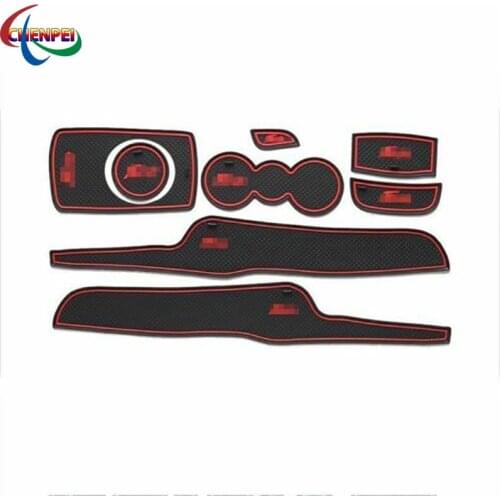 For Ford Ftesta 09-2014 Non-slip Interior Door Cup Holder Rubber Mats Red Line