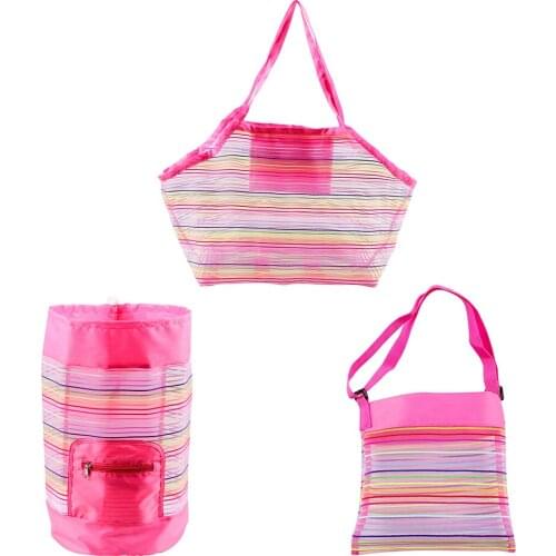 Oxford Portable Swimming Sport Tote Adult Outdoor Beach Foldable Seashell Bag Children Toys Storage Mesh Shell Bag Sundries Orga