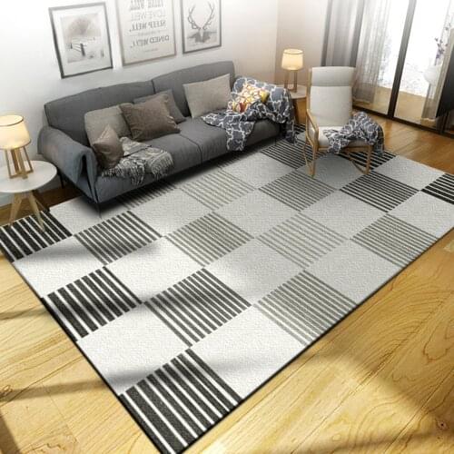 Simple Nordic style Carpet Gray/black Geometric Square Printing carpets for Living Room Bedroom Area Rugs Home Decor Floor Mats