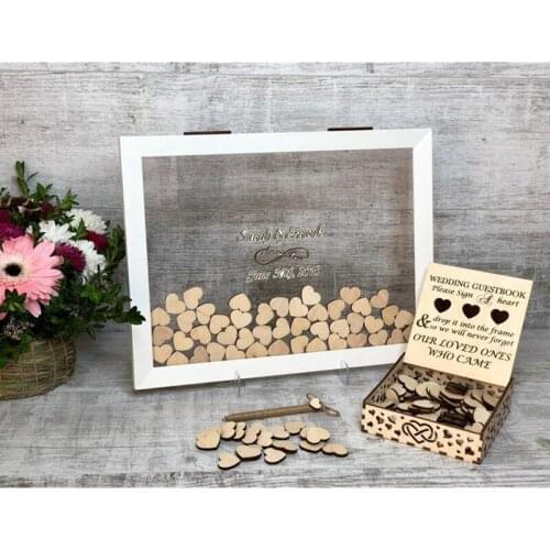 Custom infinity love transparent wedding guest book, unique alternative frame drop box, baby shower alternative guest book