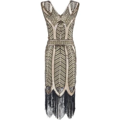 Plus size Womens Fashion 1920s Flapper Dress Vintage Great Gatsby Charleston Sequin Tassel 20s Party Dress