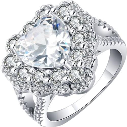 Luxury heart wedding ring for women UFOORO summer collection AAA cz stone charms prue engagement bague fine jewelry