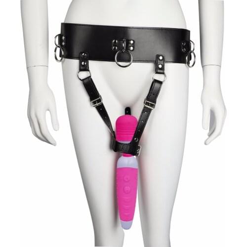 Sex Strapon BDSM Bondage Restraints Harness Belt Women Chastity Belt 12 Speeds Charging AV Wand Vibrator Sex Toys for Woman Girl
