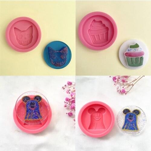 Phone Grip Silicone Resin Mold Mouse Head Badge Holder Stand Casting Molds for DIY Crafts Jewelry Making Supplies B03B