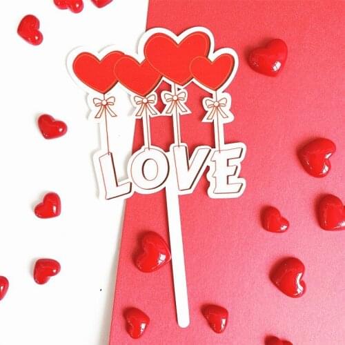 Wedding Cake Topper Love Ins Heart Balloons Acrylic Cupcake Topper for Wedding Birthday Party Cake Decorations Love Cake Flags
