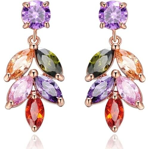 YJGS Colorful Zircon Long Geometric Trend Pendant Earrings New Temperament For Ladies Earring Party Decorations Birthday Present