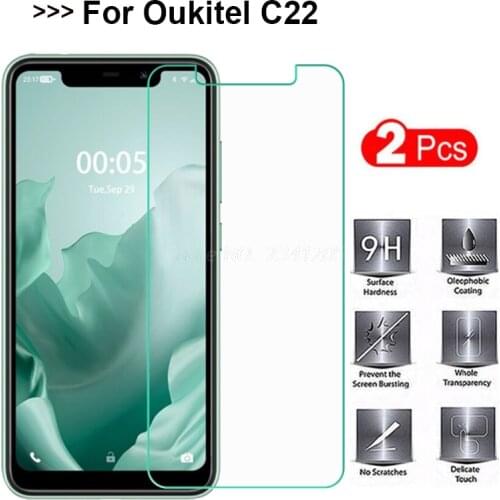 2-1PCS Tempered Glass For Oukitel C21 9D Screen Protector Film 9D Protective Glass Cover For Oukitel C22 5.86" Pelicula De Vidro