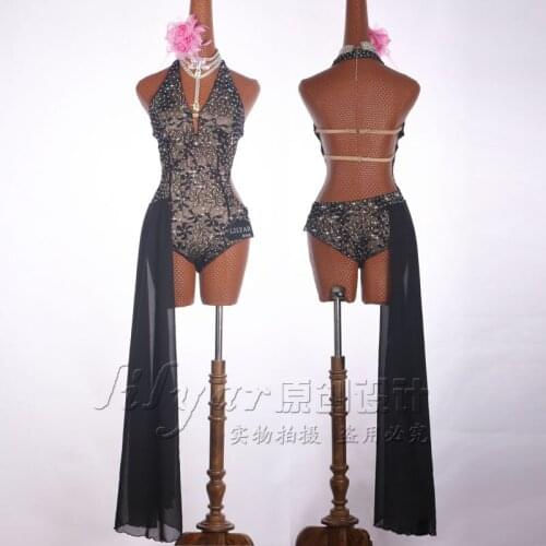 Women Girls Latin Dance Dress Latin Ballroom Costumes Tango Samba Dance Dress Ballroom Full drill Dress Cha Cha Costumes