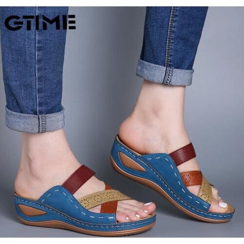 Women Sandals 2020 Fashion Wedges Shoes for Women Slippers Summer Shoes with Heels Sandals Flip Flops Women BeachCasual#SJPAE-87