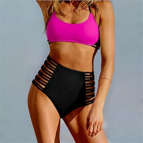 2019 New Women Vintage Bikini Panties High Waist Swimwear Bottom Floral Print Hollow Out Bandage Swimsuit Bathing Suit Shorts