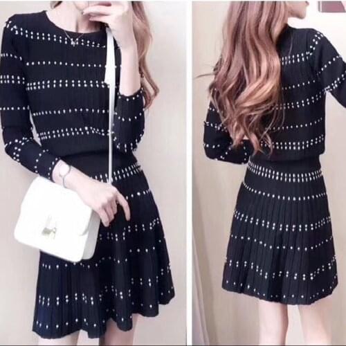 2017 New brief fashion knitting skirts women sets striped o neck short sleeve pullovers slim casual tracksuit female 2 pieces